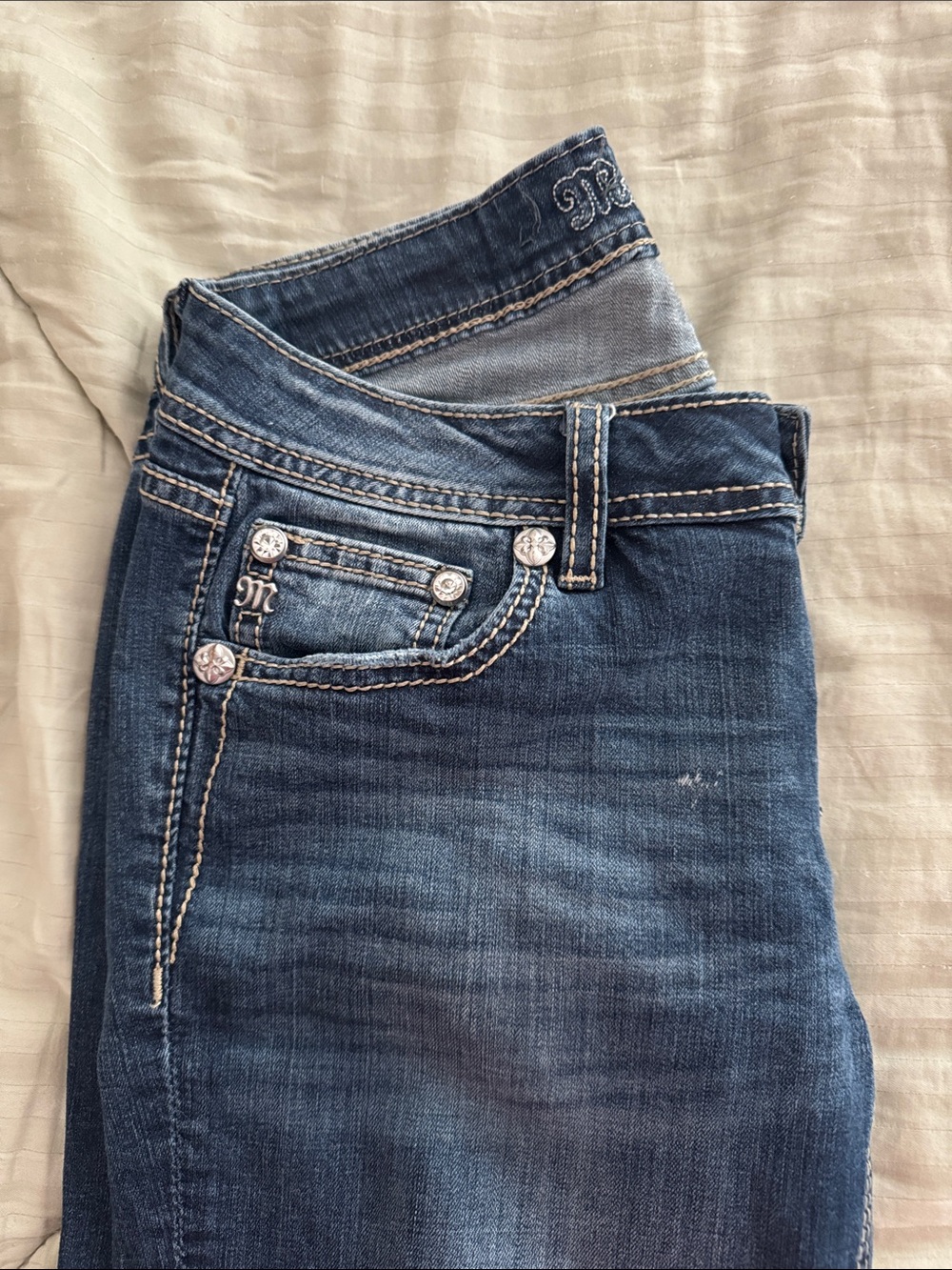 Miss Me Blue Skinny Jeans with Embroidered Back Pockets - Picture 8 of 8